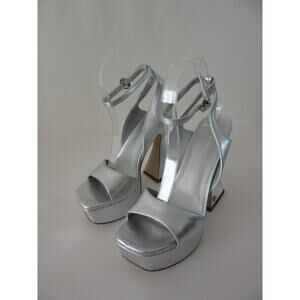 Circus by Sam Edelman Alisa Silver Metallic Size 6 1/2 Block Heel Platform Shoes